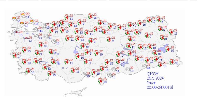 Ankara'nın kuzey ve batısı için gök gürültülü sağanak uyarısı 12